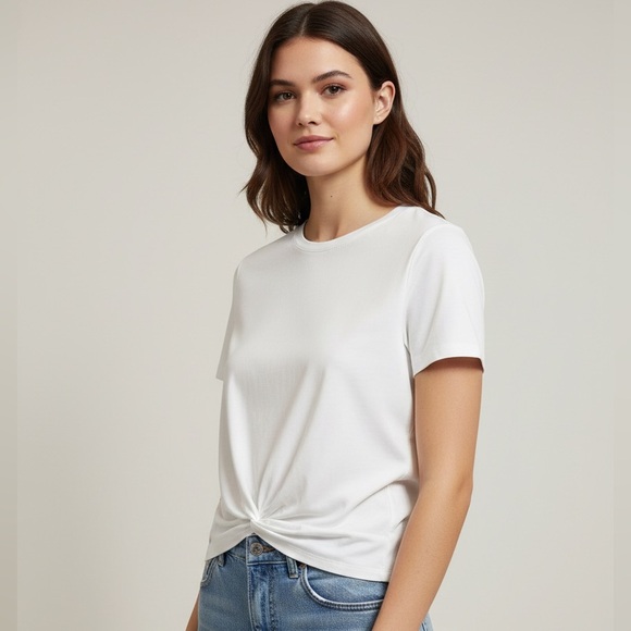 Simons Tops - Contemporaine exclusivitë simons white front knot top